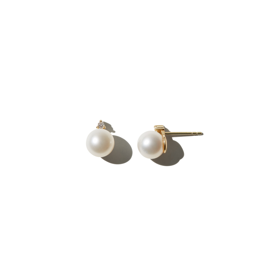 Mizuki Large Diamond and Pearl Studs