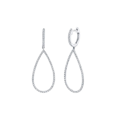 Shy Creation Open Teardrop Pave Diamond Earrings