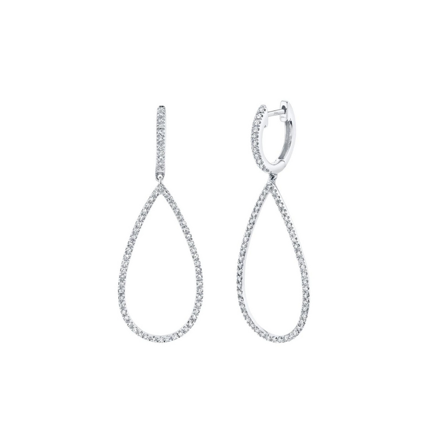 Shy Creation Open Teardrop Pave Diamond Earrings