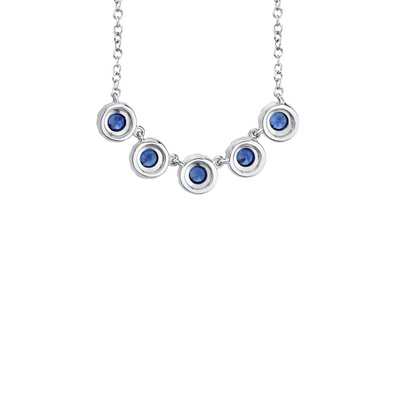 Shy Creation Sapphire and Diamond Halos Necklace