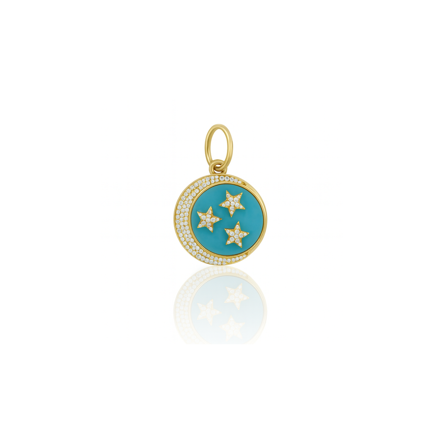 Tara Mikolay Diamond Celestial Turquoise Disc Charm