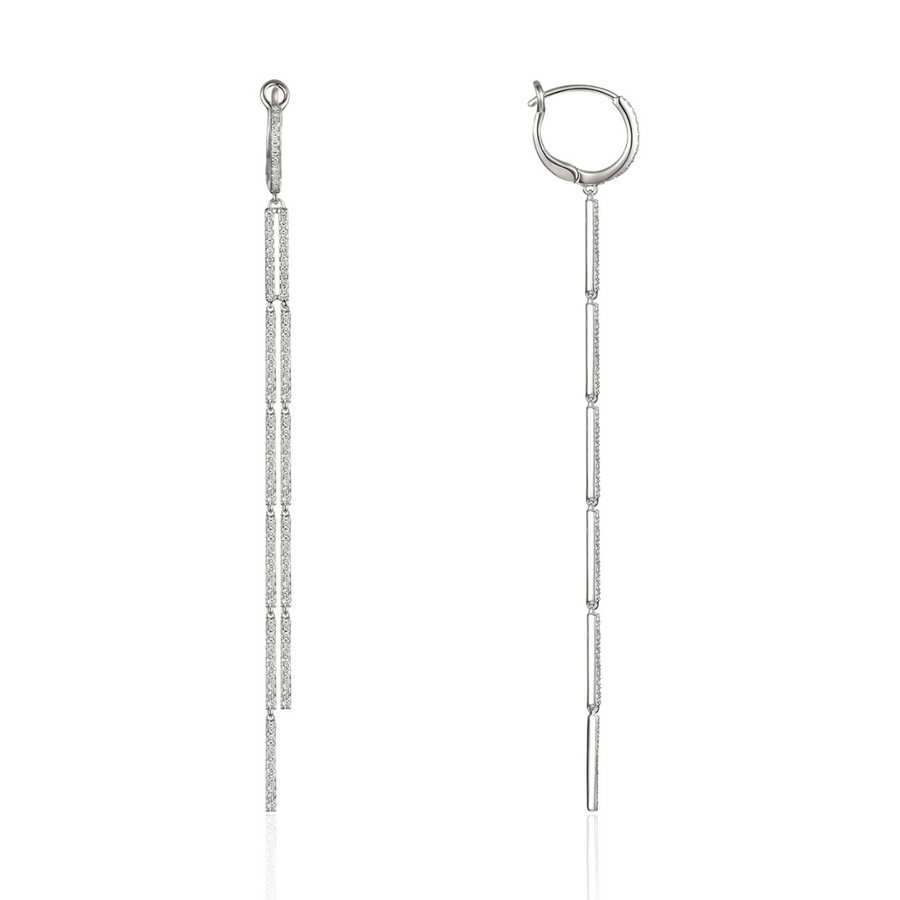 Pave Diamond Stick Drop Earrings