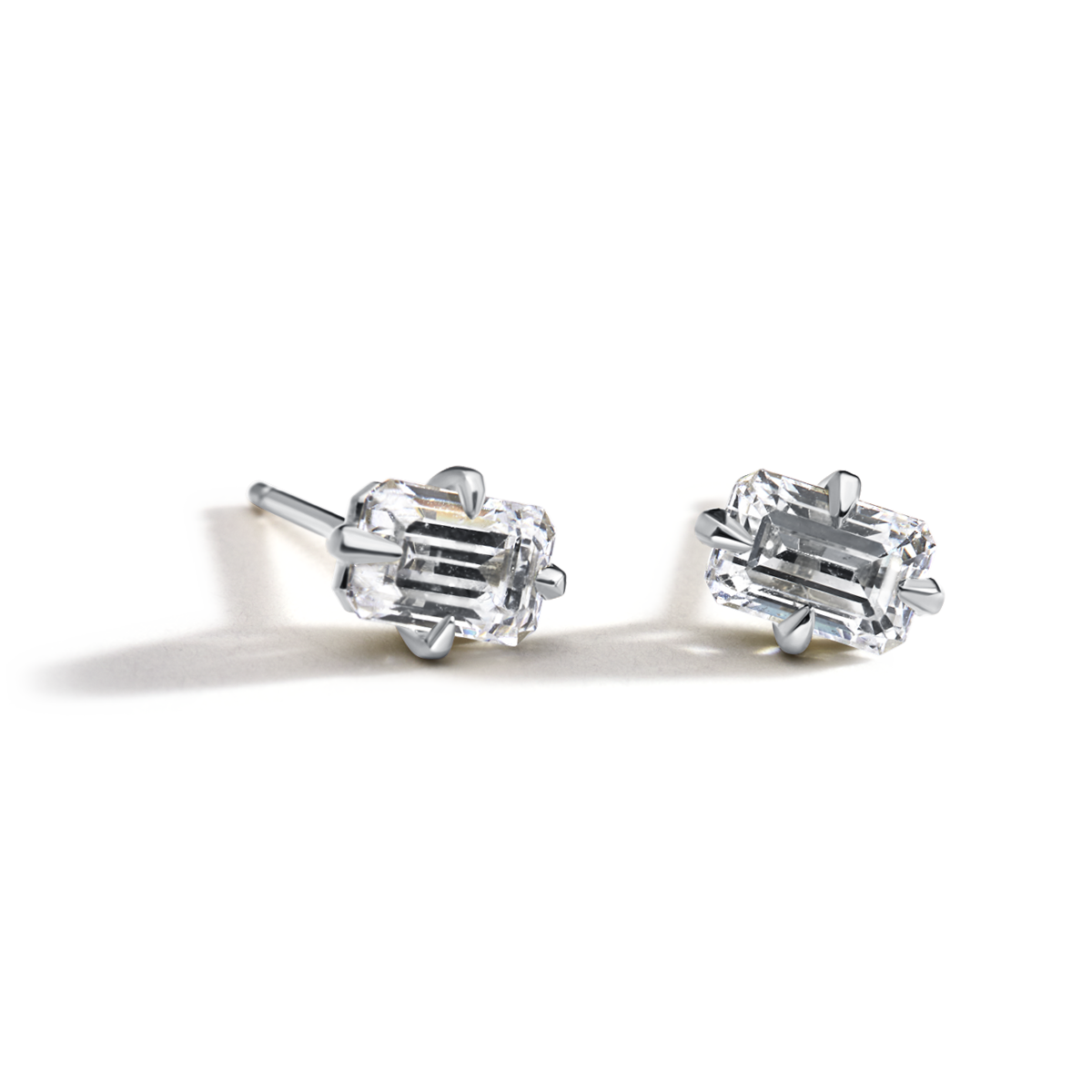 Emerald Cut Diamond Studs