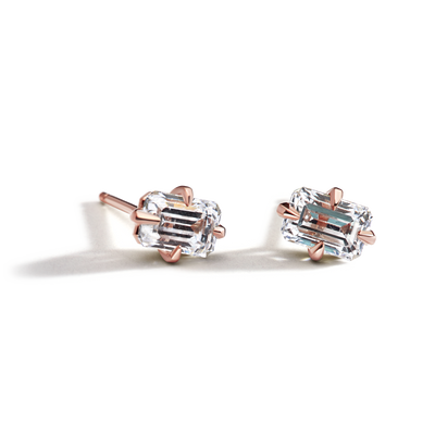 Emerald Cut Diamond Studs