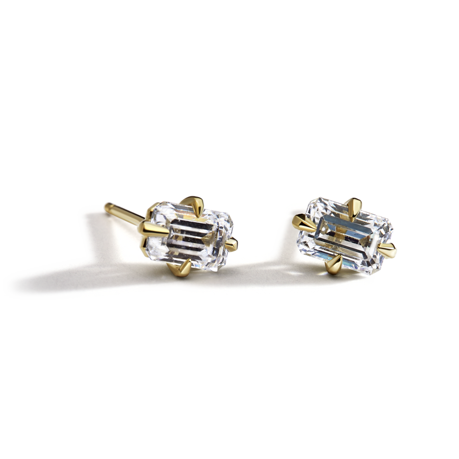 Emerald Cut Diamond Studs