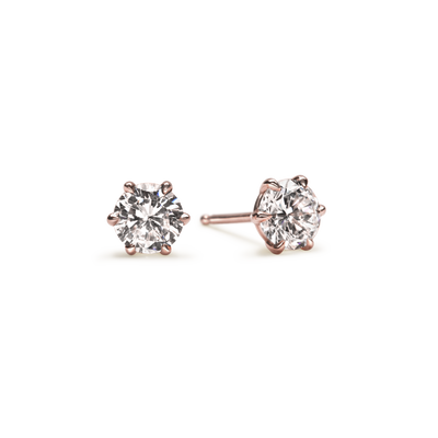 Round Diamond 6 Prong Stud Earrings