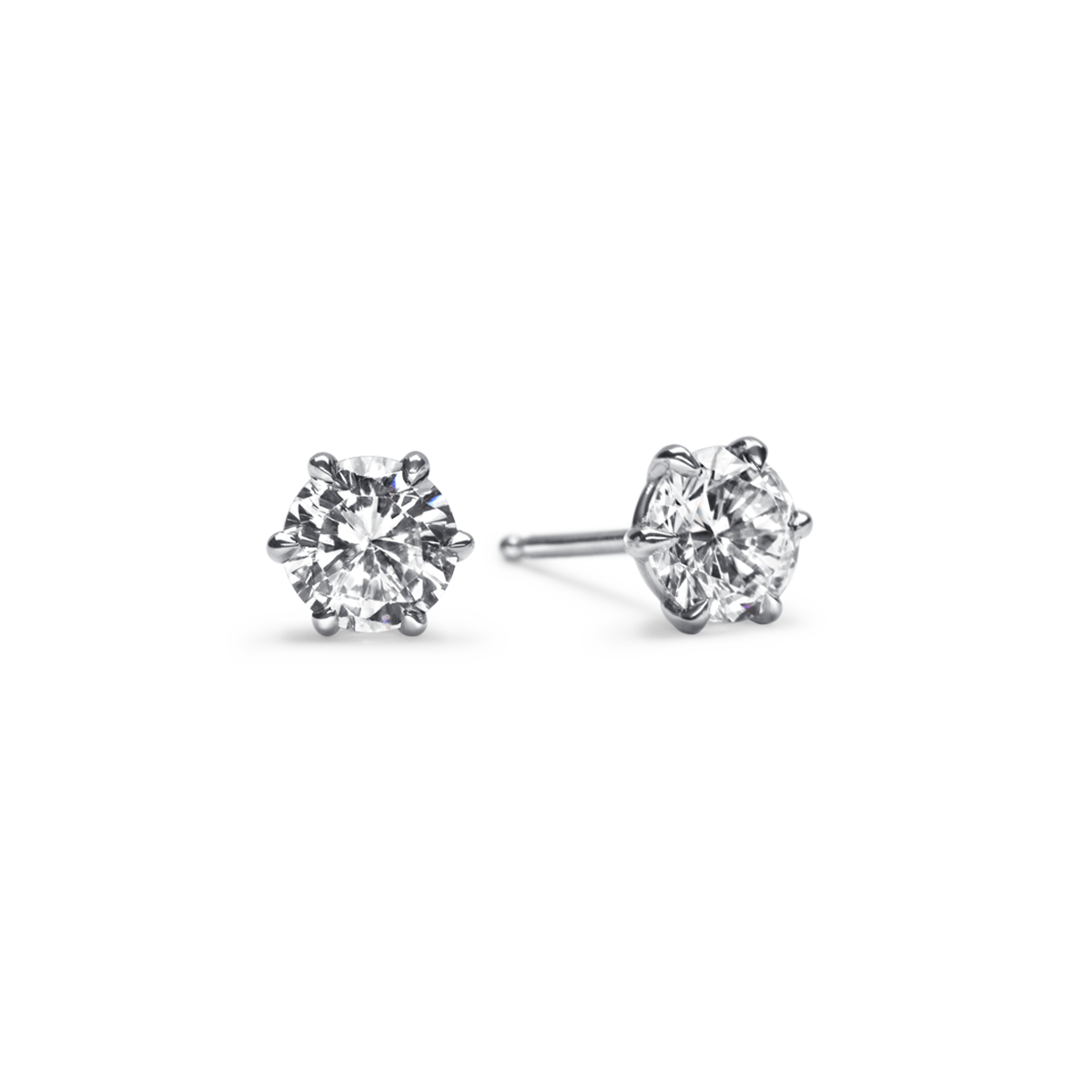 Round Diamond 6 Prong Stud Earrings