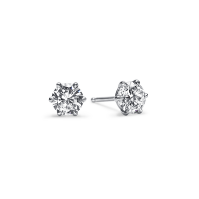 Round Diamond 6 Prong Stud Earrings