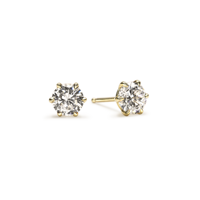 Round Diamond 6 Prong Stud Earrings