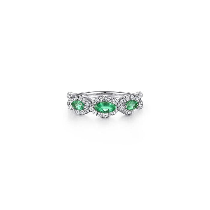 Gabriel & Co. Emerald Marquise & Diamond Ring