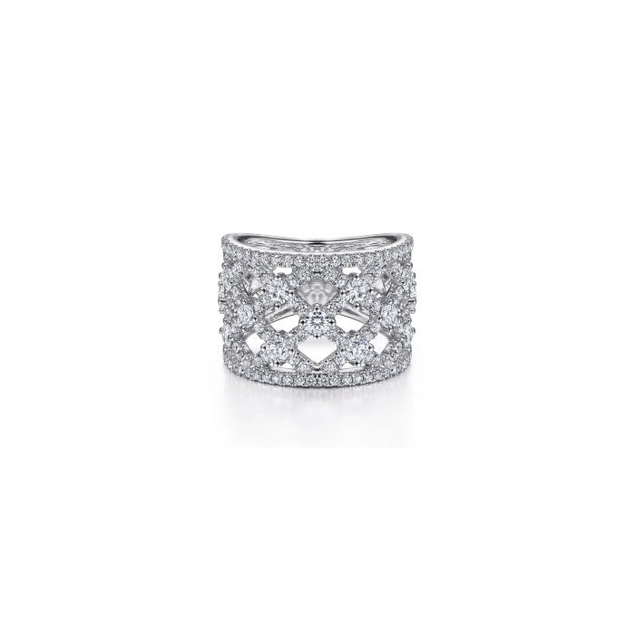 Gabriel & Co. Cutout Diamond Wide Band Ring