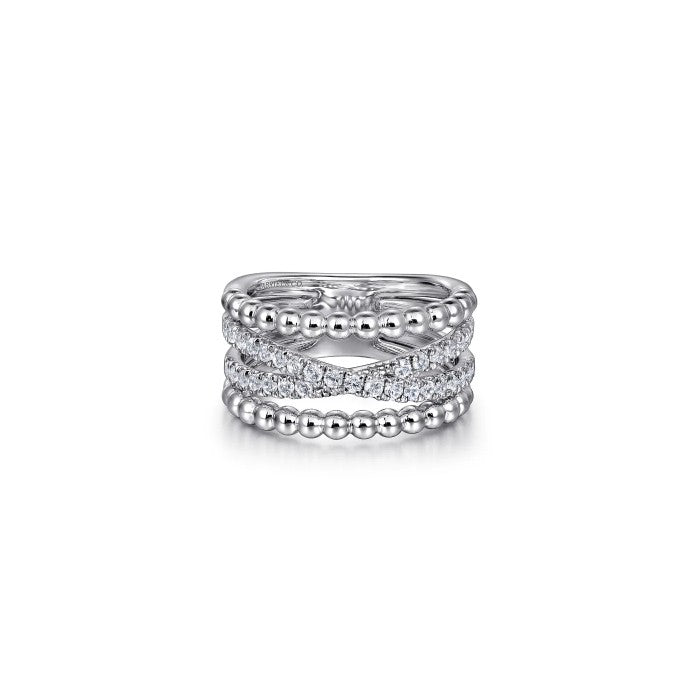 Gabriel & Co. White Sapphire Bujukan Criss Cross Ring