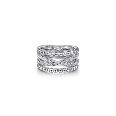 Gabriel & Co. White Sapphire Bujukan Criss Cross Ring