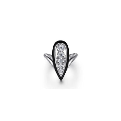 Gabriel & Co. Graduating Diamond Chevron Ring with Black Enamel