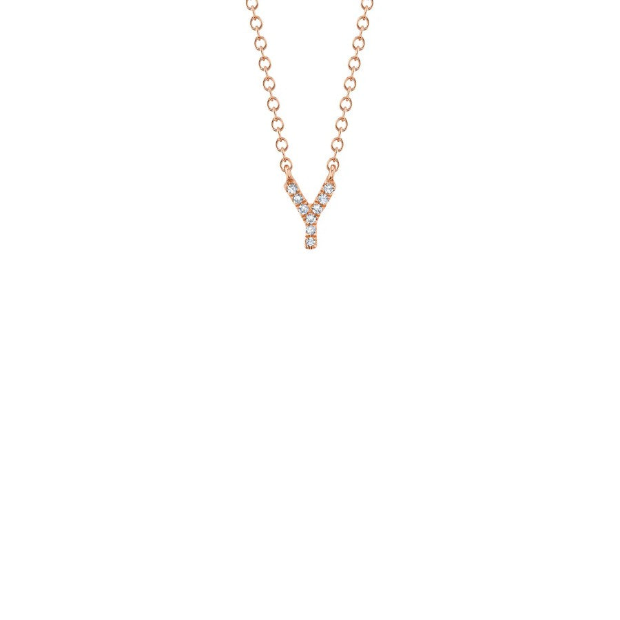 Shy Creation Small Diamond Initial Necklace