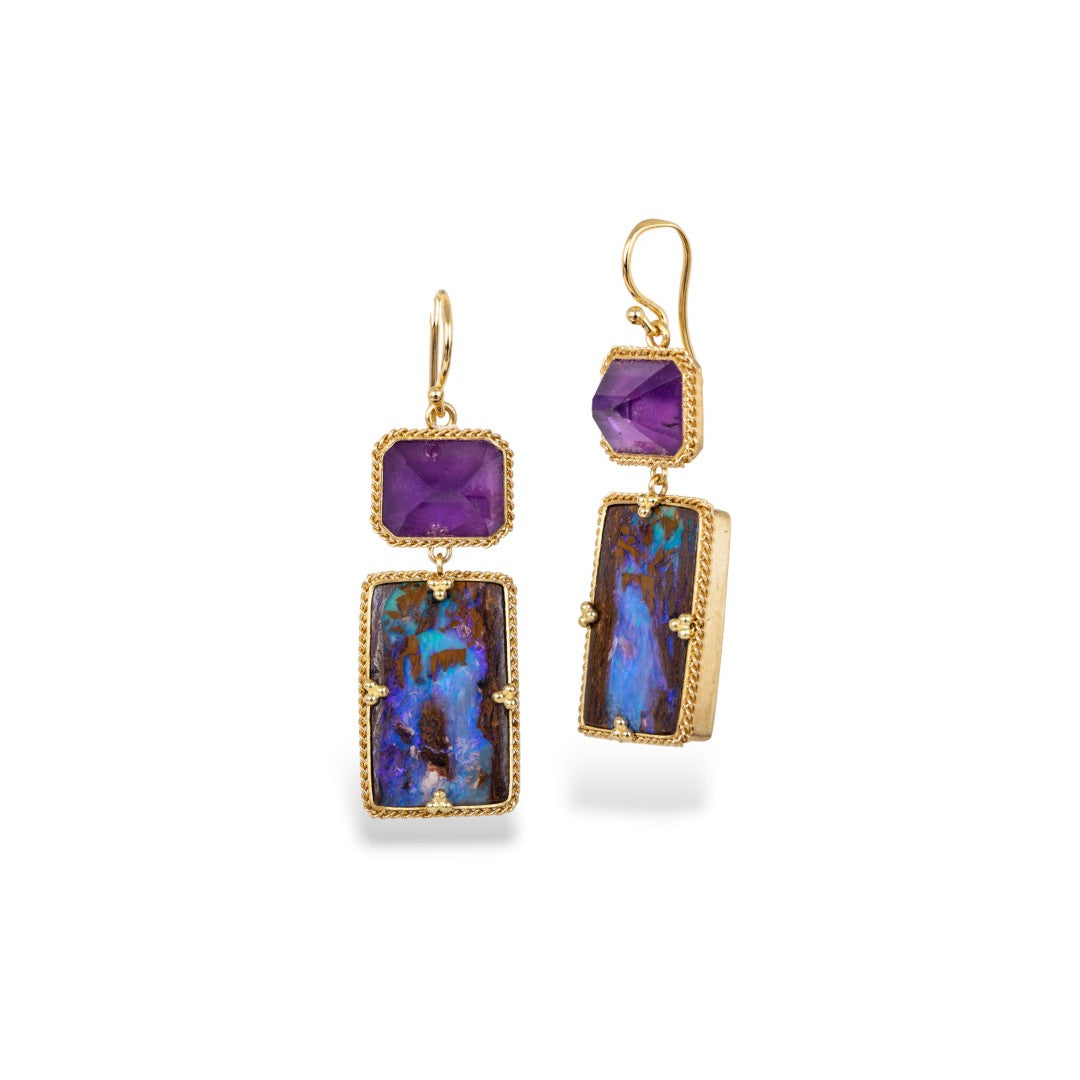 Amáli Amethyst & Boulder Opal Drop Earrings