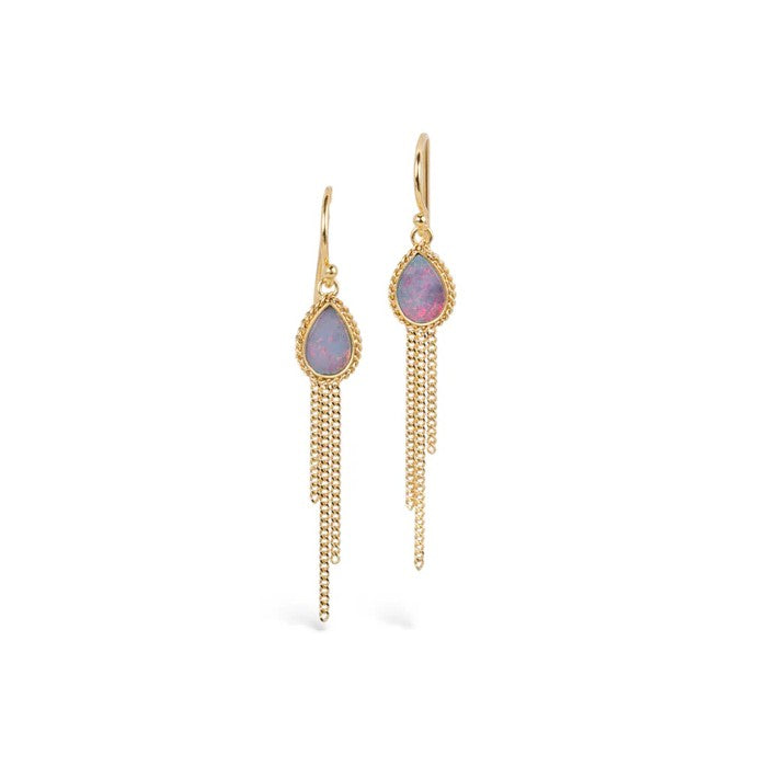 Amáli Australian Opal Gold Tassel Earrings