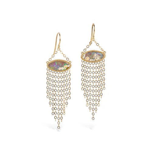 Amáli Boulder Opal Gold Tassel Earrings