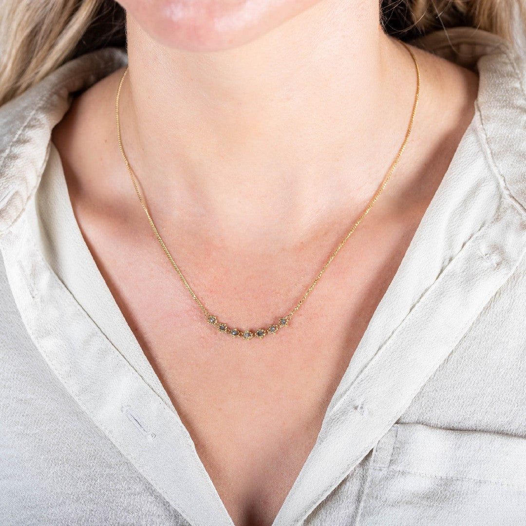 Amáli Grey Diamond Petite Textile Necklace