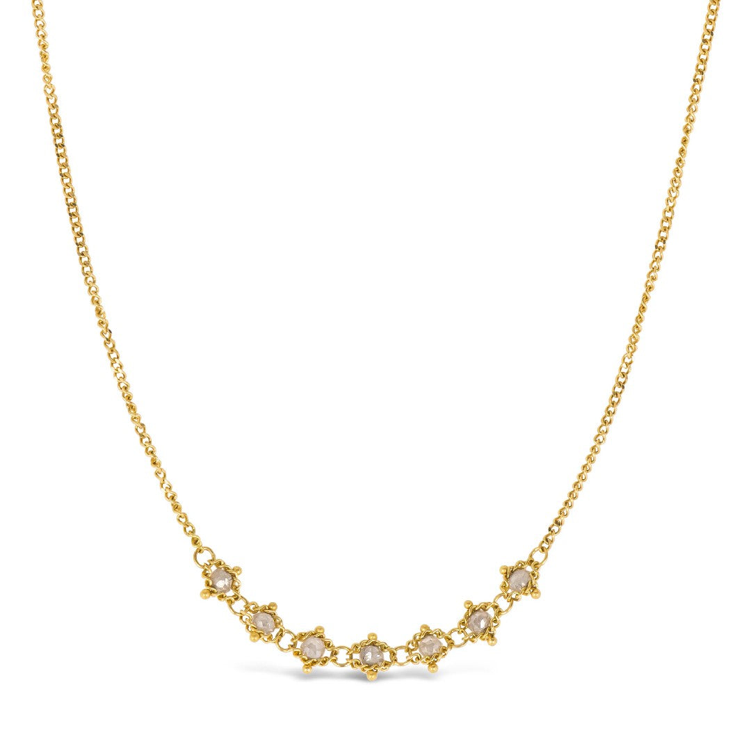 Amáli Silver Diamond Petite Textile Necklace