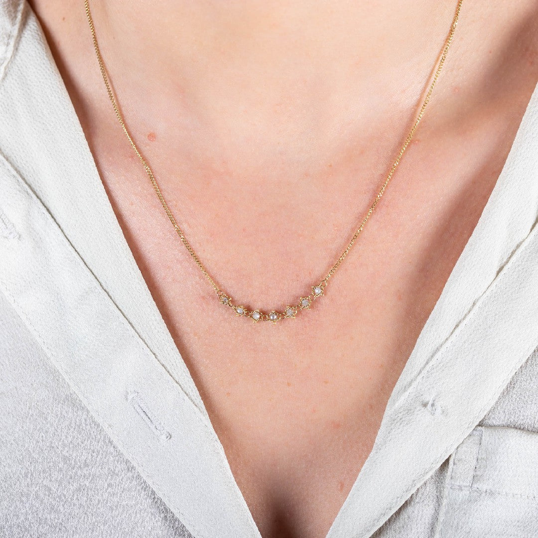 Amáli Silver Diamond Petite Textile Necklace