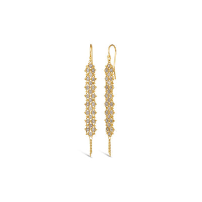 Amáli Silver Diamond Woven Long Textile Earrings