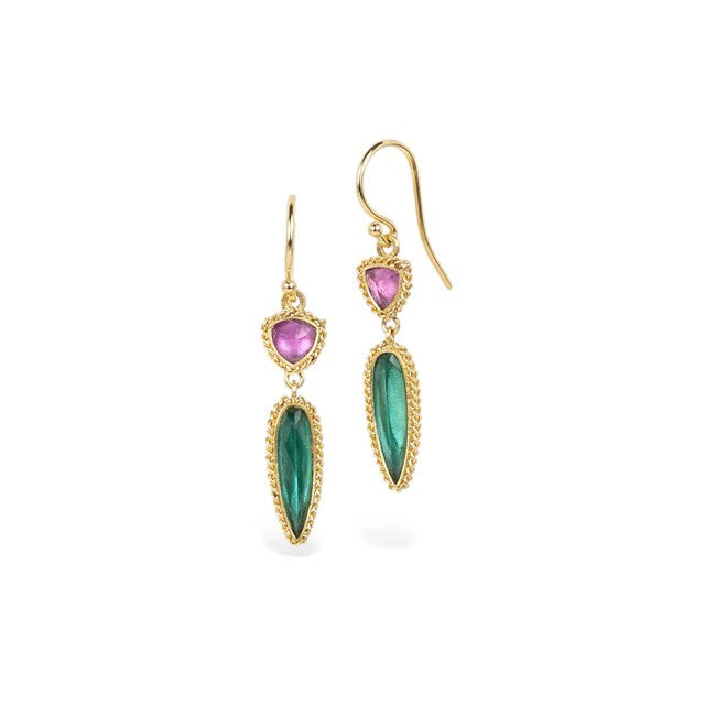 Amáli Tourmaline and Sapphire Drop Earrings