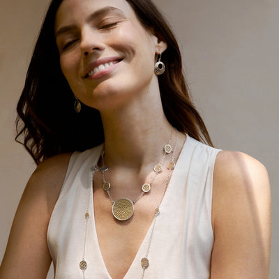 Anna Beck Classic Long Multi-Disc Station Two Tone Necklace