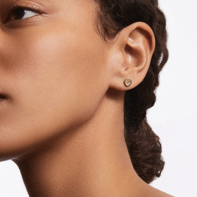 Anna Beck Classic Smooth Border Mini Two Tone Stud Earrings