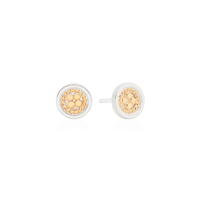 Anna Beck Classic Smooth Border Mini Two Tone Stud Earrings