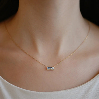 Anzie Clear Topaz Cléo Carré Baguette Necklace
