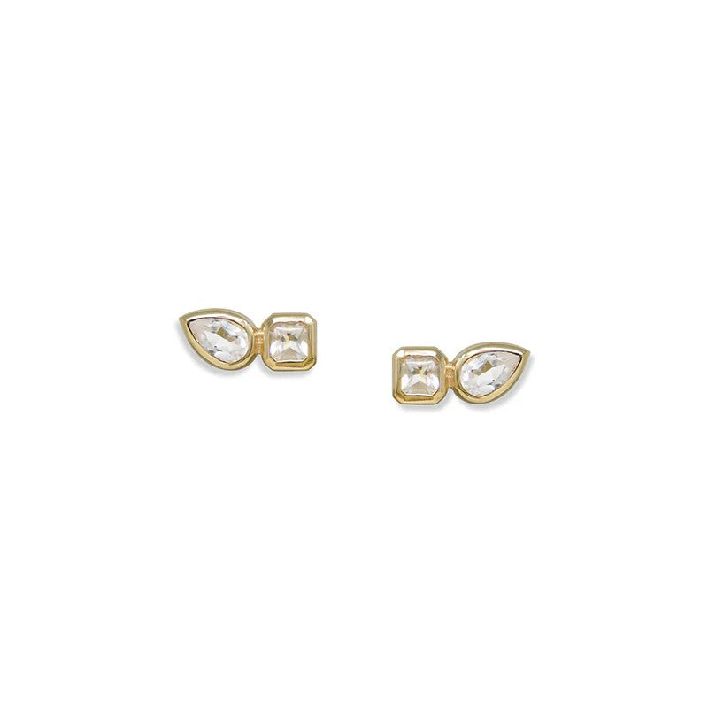 Anzie Clear Topaz Cléo Jaeda Double Stud Earrings