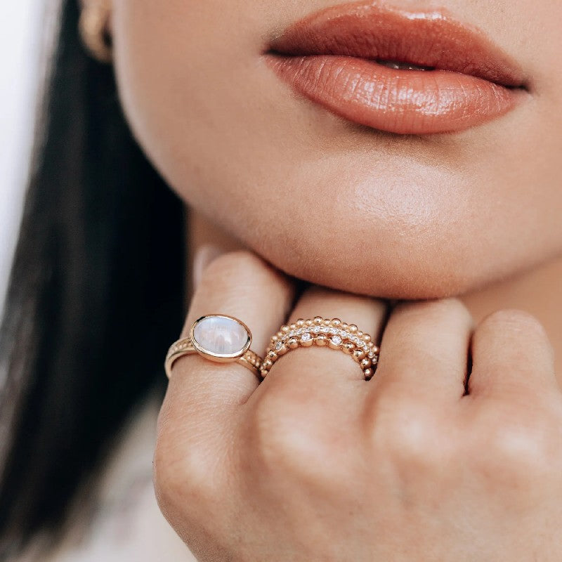 Anzie Moonstone Classique Oval Dew Drop Ring