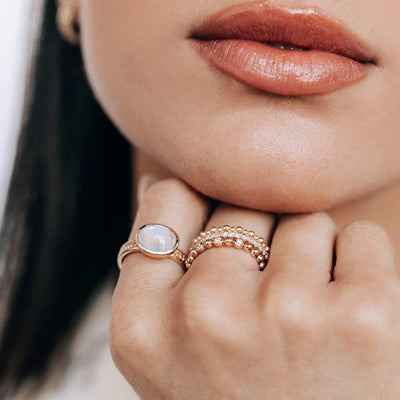 Anzie Moonstone Classique Oval Dew Drop Ring