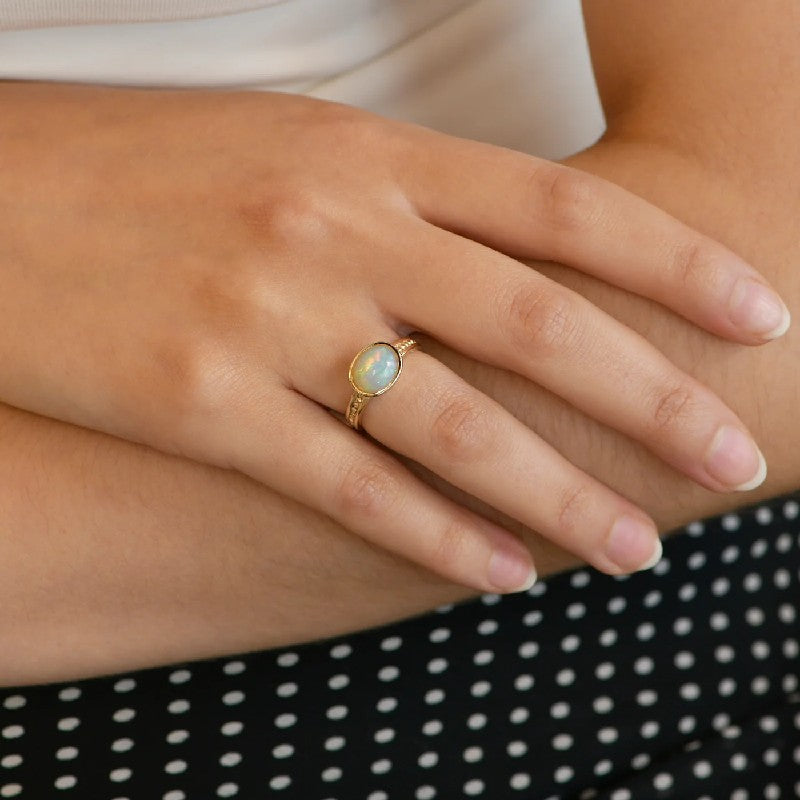 Anzie Opal Classique Oval Dew Drop Ring