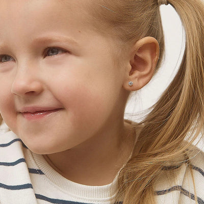 Cubic Zirconia Prong Set Little Girl's Stud Earring