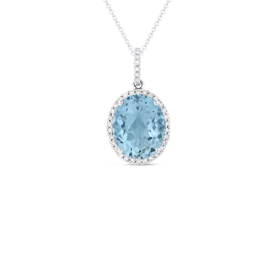 Aquamarine & Diamond Oval Necklace