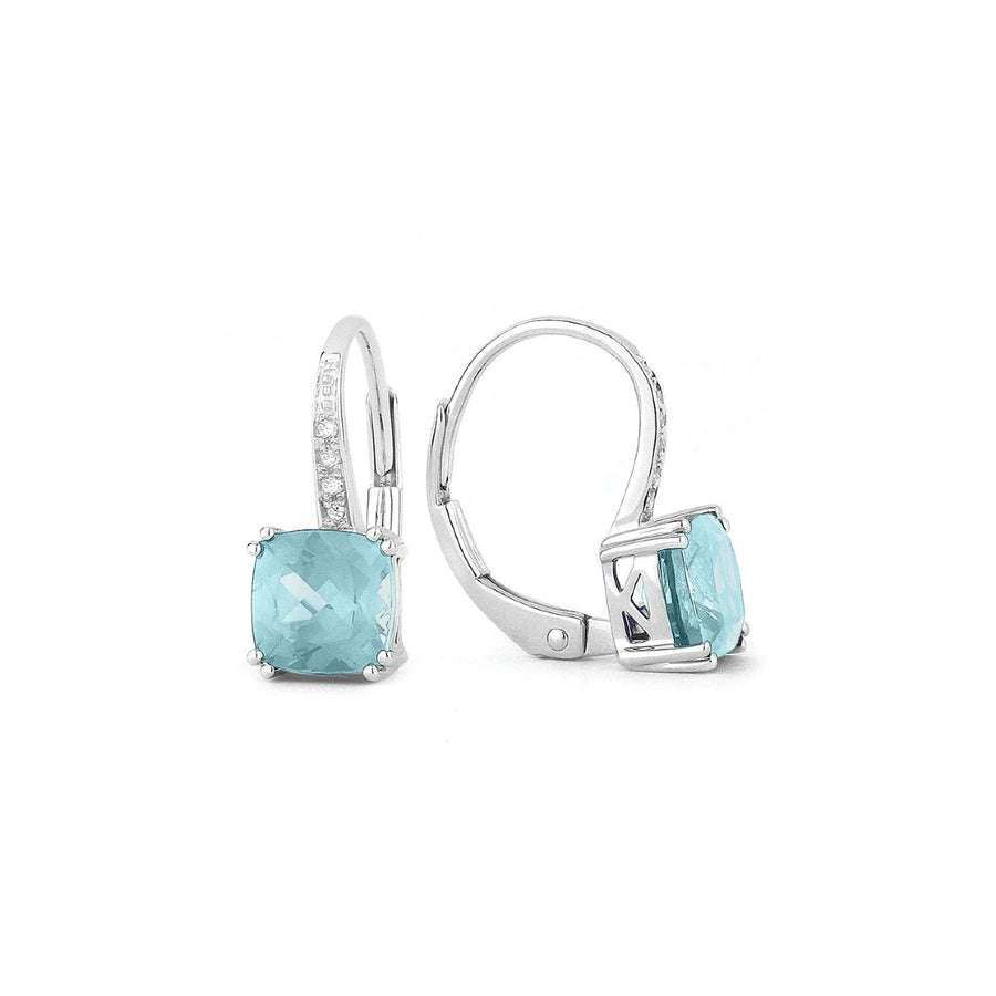 Aquamarine & Diamond Leverback Earrings