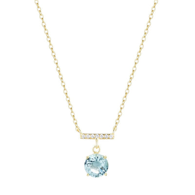 Gemstone Solitaire & Crystal Bar Necklace