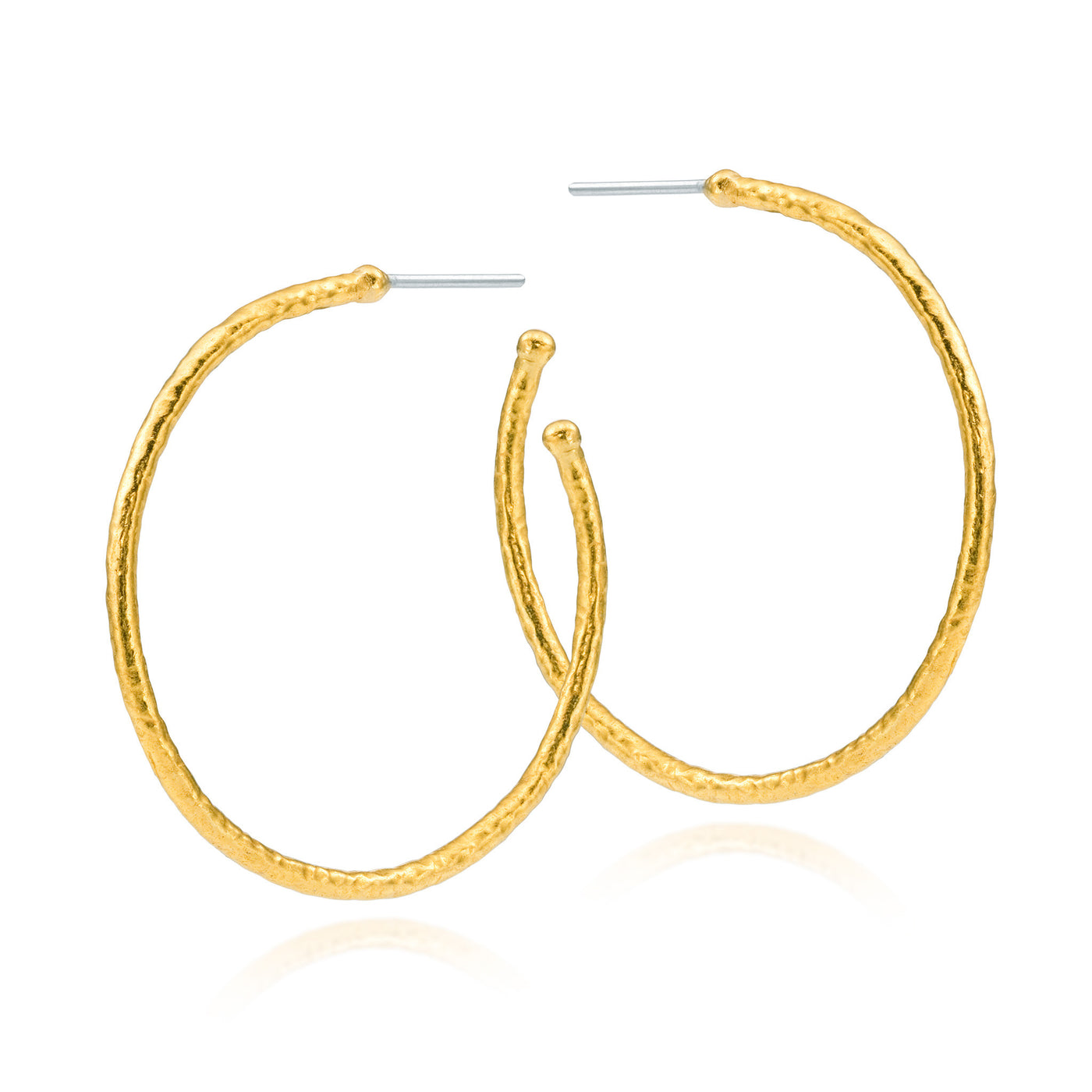 ARA 24k Yellow Gold Hammered Hoops
