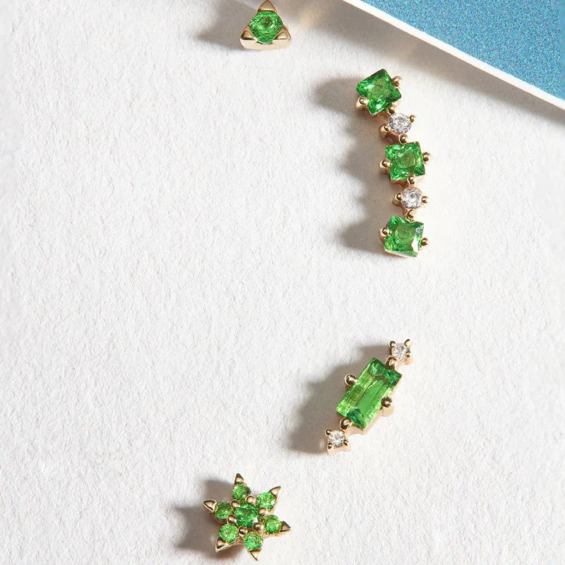 AURELIE GI Serena Tsavorite & White Sapphire Single Stud
