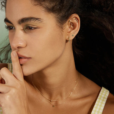 AURELIE GI Jaida Tsavorite & White Sapphire Single Earring