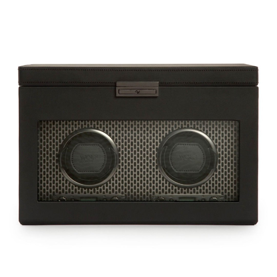WOLF AXIS Double Watch Winder with Storage