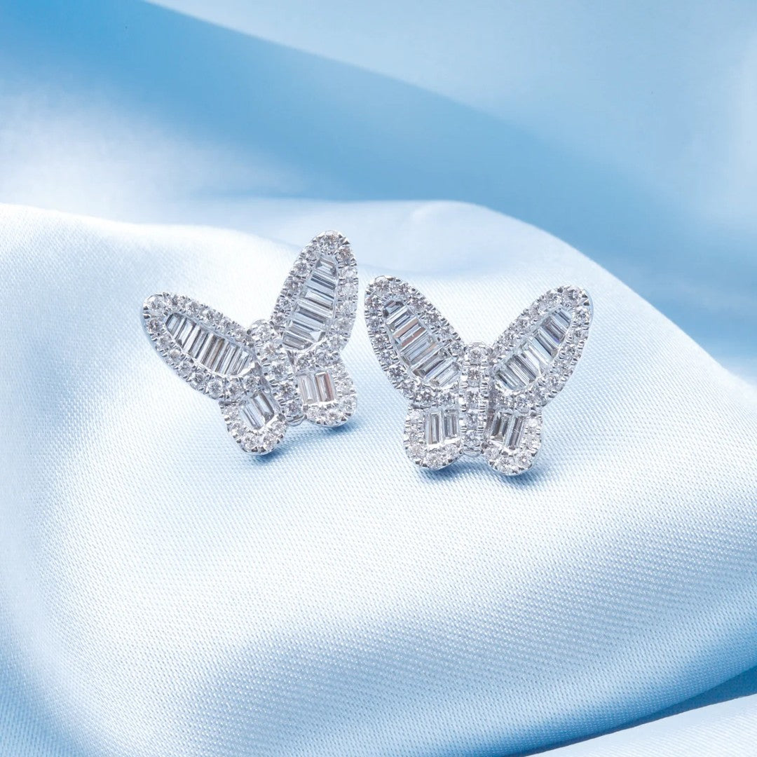 Diamond Butterfly Stud Earrings