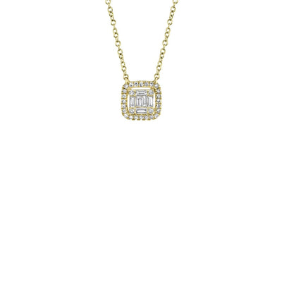 Shy Creation Baguette Diamond Cushion Necklace