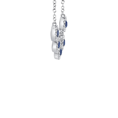 Shy Creation Sapphire and Diamond Halos Necklace