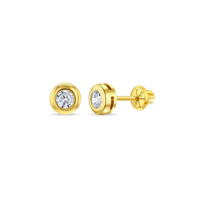 Bezel Cubic Zirconia Little Girl's Earrings