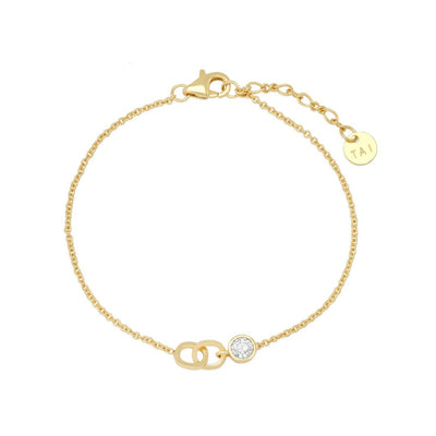 Bezel Set CZ Double Link Bracelet