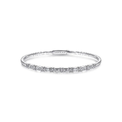 Gabriel & Co. Alternating Baguette and Round Diamond Bangle