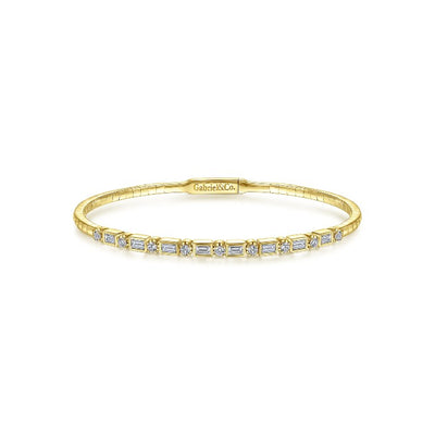 Gabriel & Co. Alternating Baguette and Round Diamond Bangle